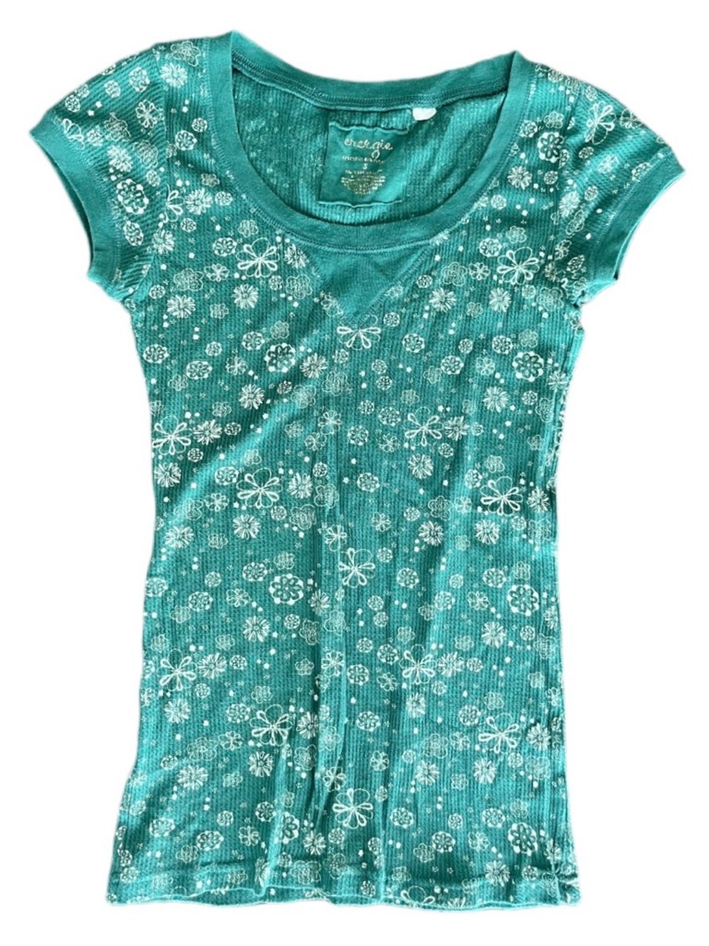 Vintage Y2K Energie Babydoll Top Size Small Thermal Knit Floral Bella Swan Elena